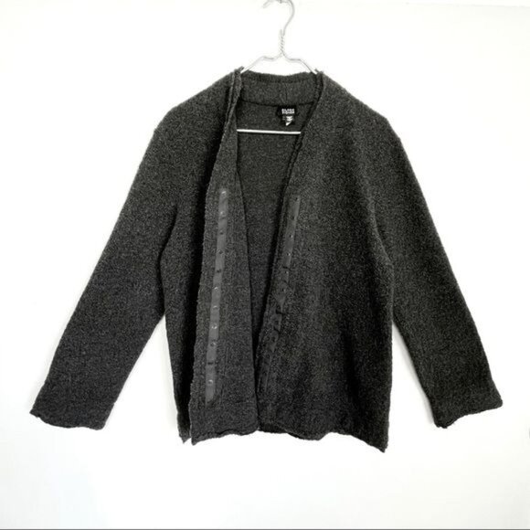 Eileen Fisher Virgin wool Cardigan Sweater gray Snap Closure Medium - Picture 5 of 8